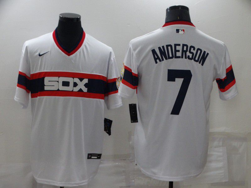 Men Chicago White Sox #7 Anderson White Game Throwback Nike 2022 MLB Jerseys
